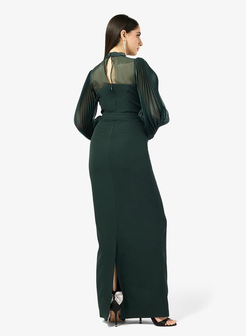 Iyra Puff Sleeve High Neck Dress - Image 2